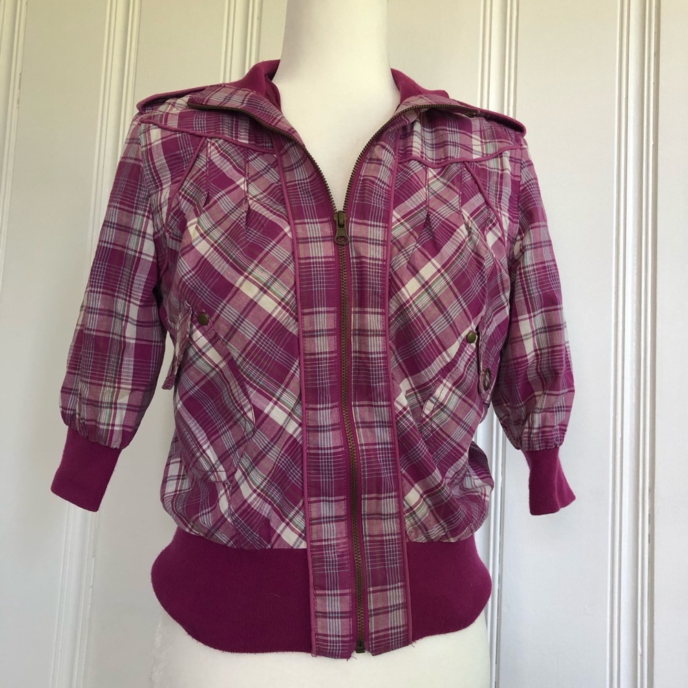 Purple plaid Zip up jacket